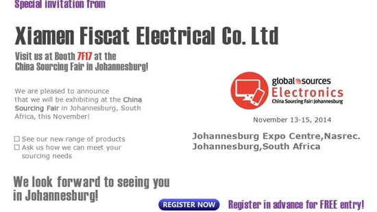 Fiscat примет участие в конференции Global Source Electronics в Йоханнесбурге, ЮжнаяАфрика, с 11 по 19 ноября 2014 года